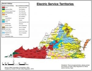 Map of Virginia utility companies - Ipsun Power