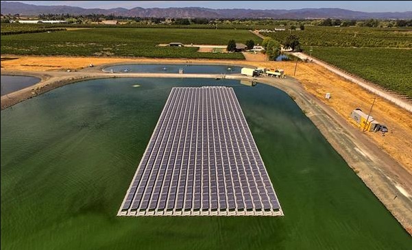The Ciel & Terre Hydrelio Floating Solar Power System installed at the Kelseyville County Waterworks, Dist. #3