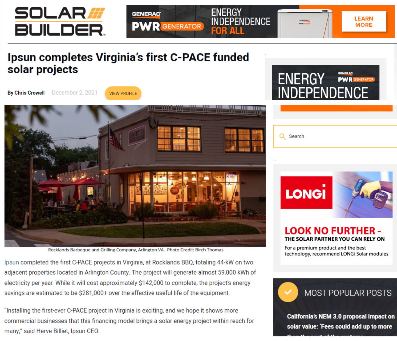 solar builder C PACE article